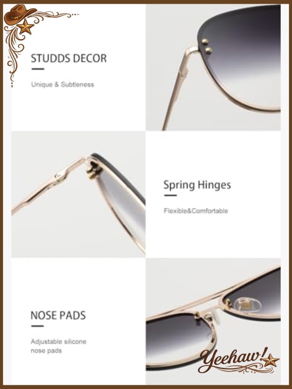 Oversized Aviator Sunglasses UV400 Protection Lightweight Metal Frame - Picture 5 of 7